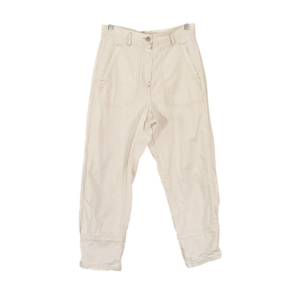 Annette Gortz Utility Pants Cropped Button Cuff Cream Sz 36 Flaws